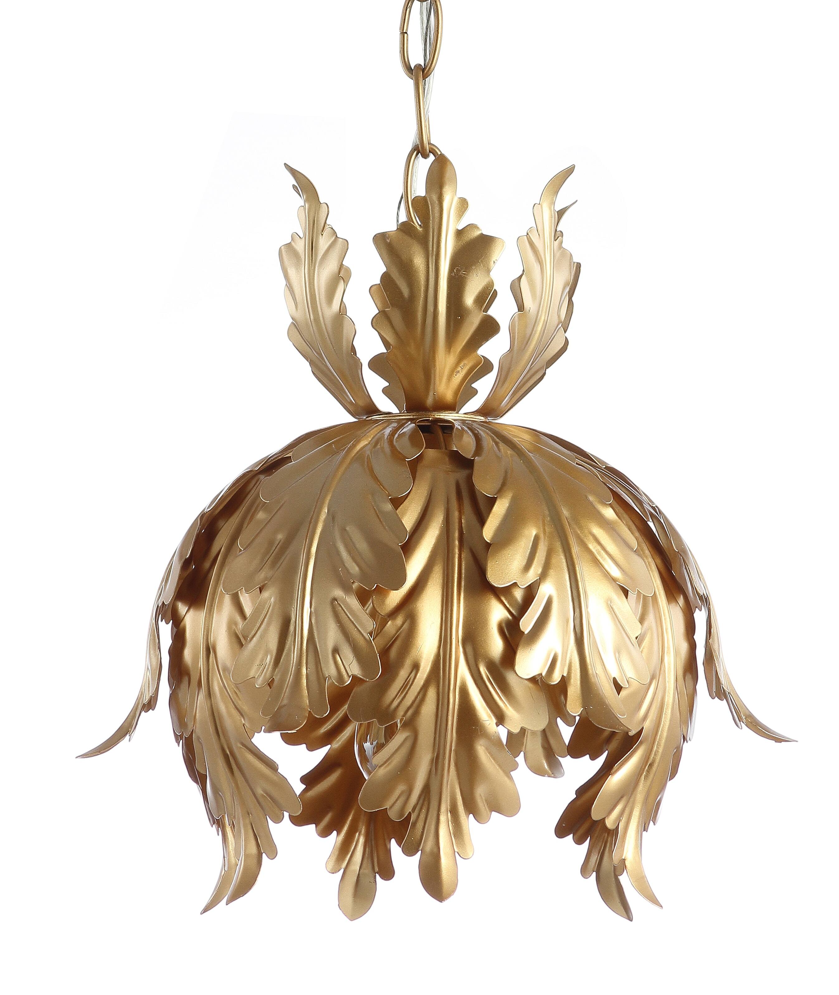 Alt View 3. Jonathan Y - Anne 12" Adjustable Metal LED Pendant, Gold - Gold.