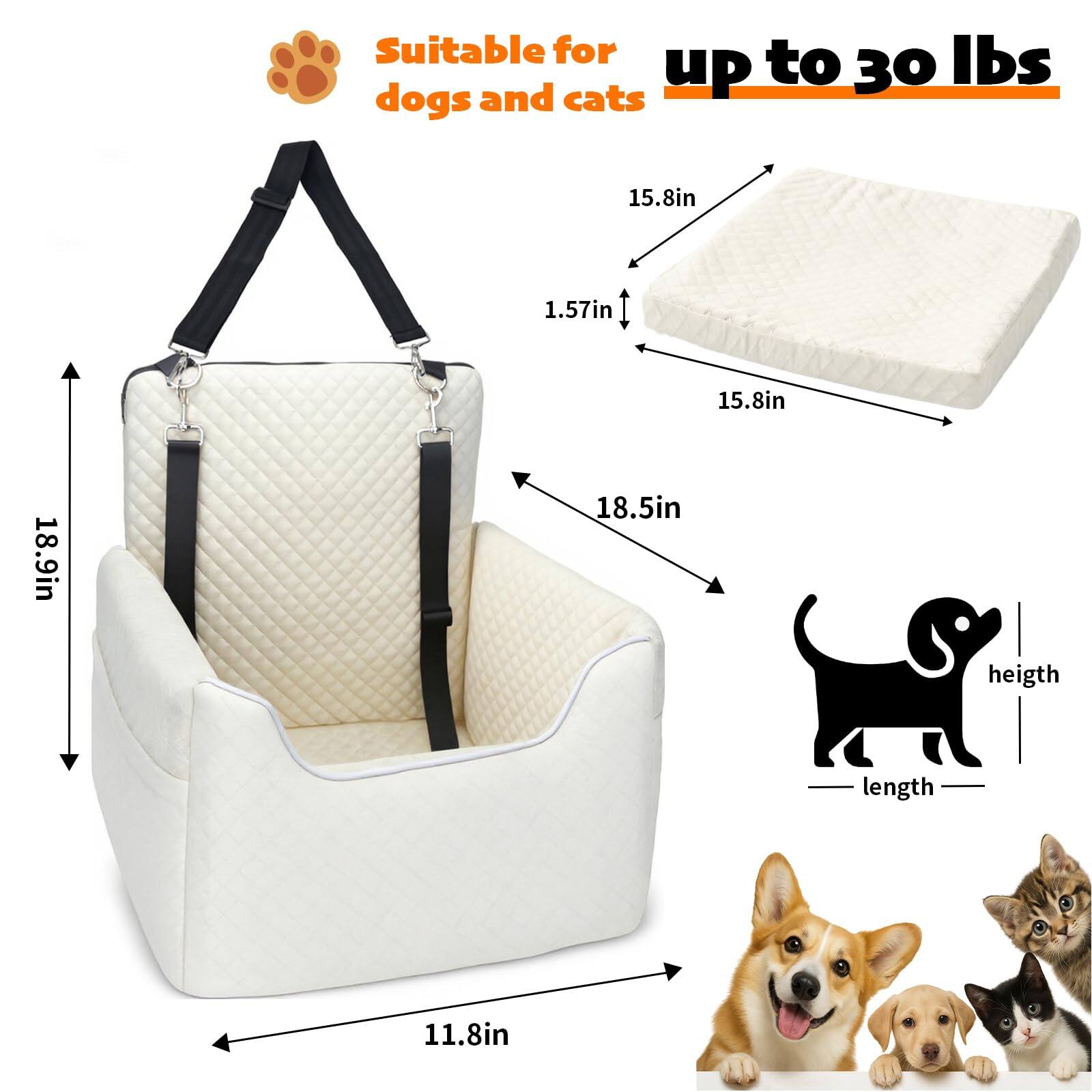Suitable for dogs and cats up to 30 lbs

- Height: 18.9 in
- Length: 18.5 in
- Width: 15.8 in
- Depth: 11.8 in
- Cushion Thickness: 1.57 in