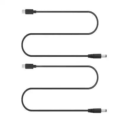 Front. Unique Bargains - 2pcs USB-C to DC PD Adapter, 0.4m/1.3ft, 20V PD Trigger Cable for Routers, Laptop, Speaker - Black.