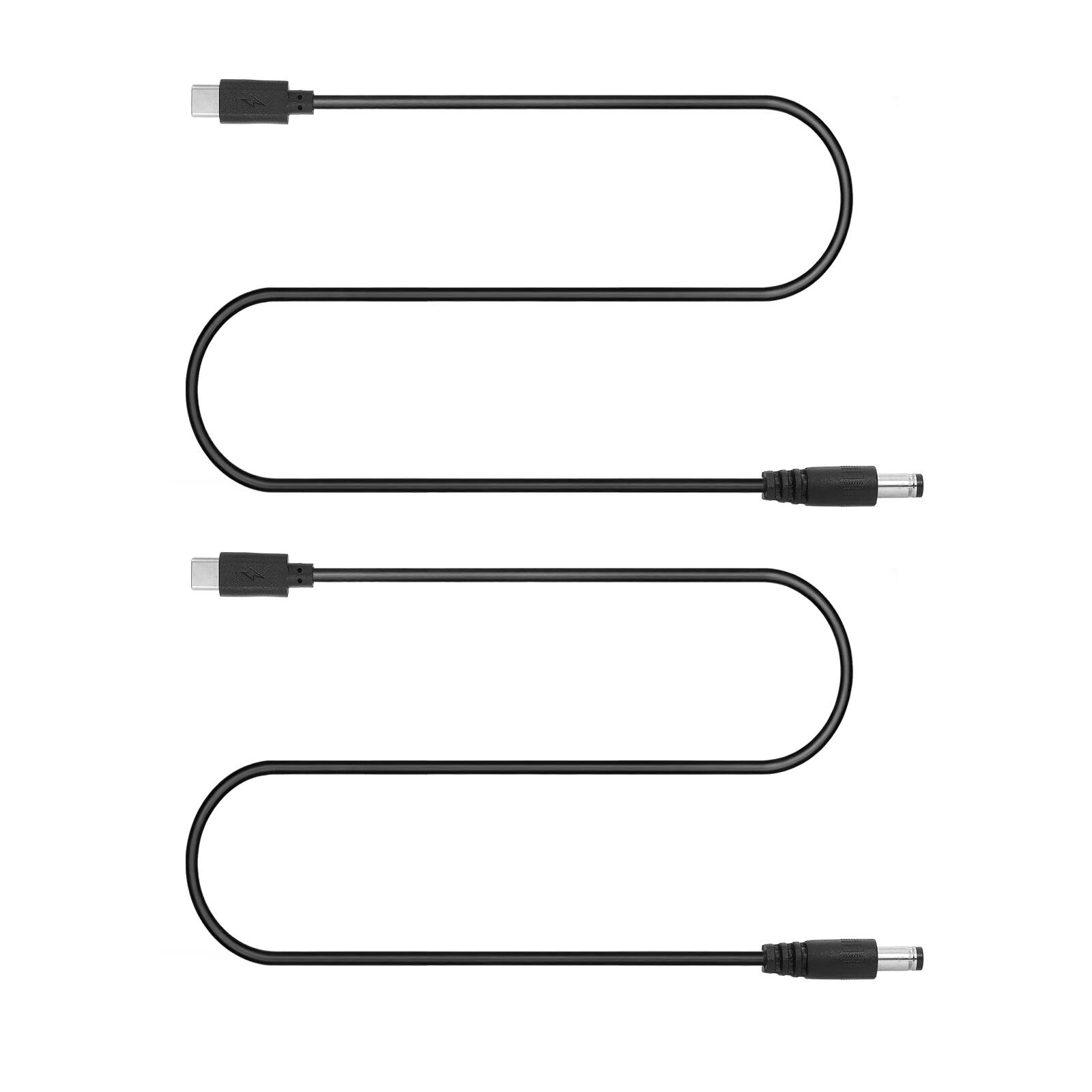 Front. Unique Bargains - 2pcs USB-C to DC PD Adapter, 0.4m/1.3ft, 20V PD Trigger Cable for Routers, Laptop, Speaker - Black.