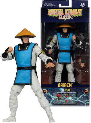 NOT 4 nor 17 + 10 PAS UN JEU NEETE McFARLANE TOYS MORTAL KOMBAT KLASSIC RAIDEN START HIGH PUNCH HIGH KICK FLIP MOVE DUCK BLOCK LOW PUNCH LOW KICK