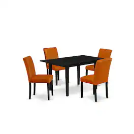 East West Furniture - Dining Table- Dining Chairs - Brown