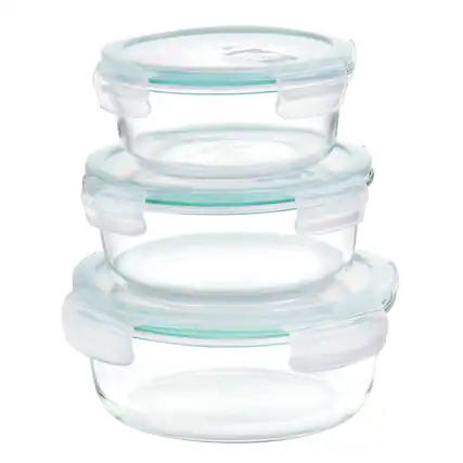 Front. Martha Stewart - Martha Stewart 6 Piece Round Glass Storage Containers with Leak Proof Lids - Clear.