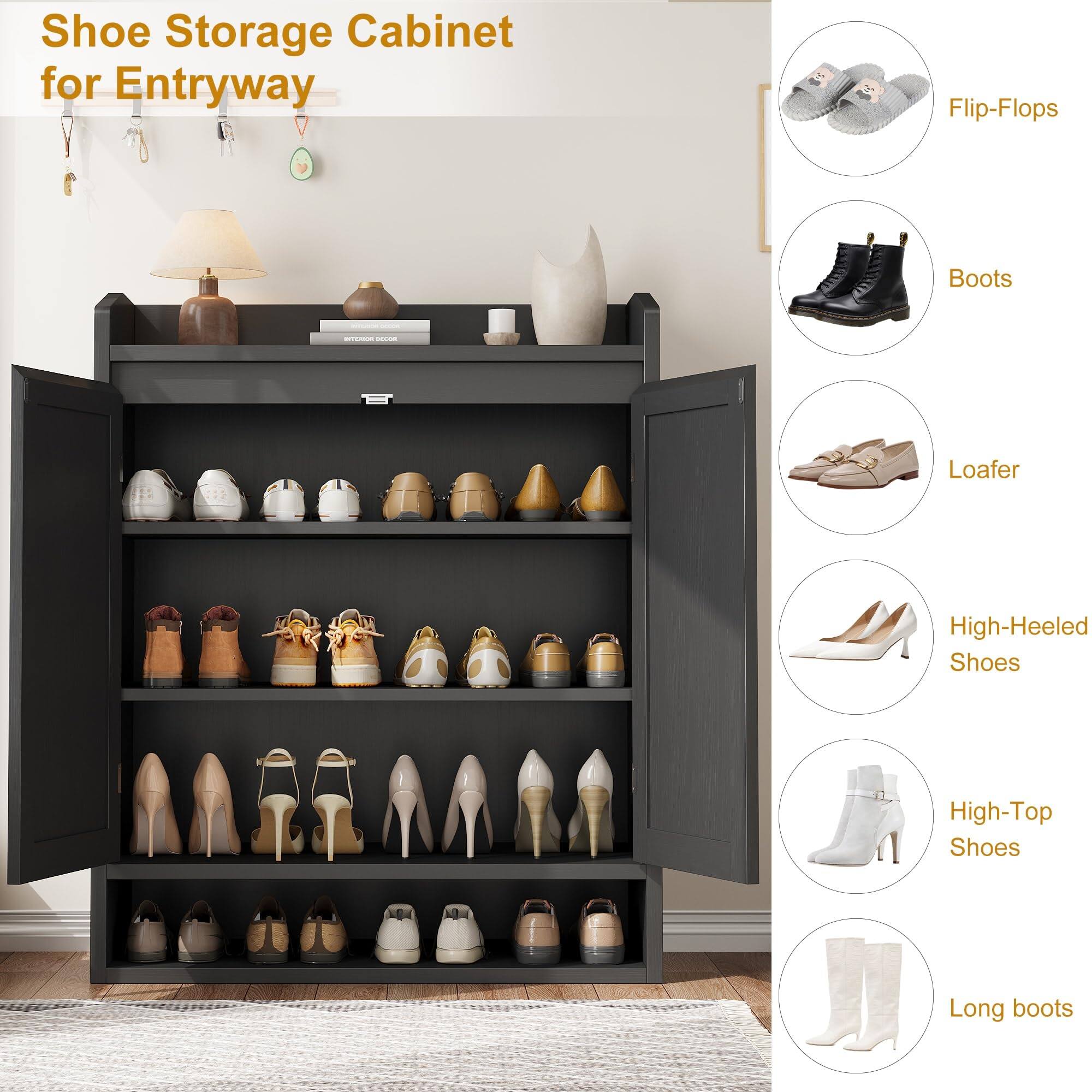 Shoe Storage Cabinet for Entryway

- Flip-Flops
- Boots
- Loafer
- High-Heeled Shoes
- High-Top Shoes
- Long boots