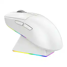 PRIMEPLUS - PAW3311 Gaming Mouse 12000DPI Ergonomic Lightweight 2.4G Wireless/Wired Optical Comfortable Design - Wireless - White