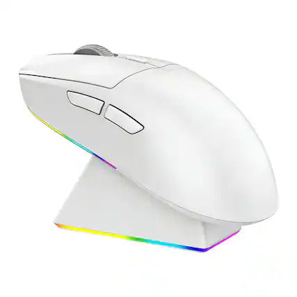 Front. PRIMEPLUS - PAW3311 Gaming Mouse 12000DPI Ergonomic Lightweight 2.4G Wireless/Wired Optical Comfortable Design - White.