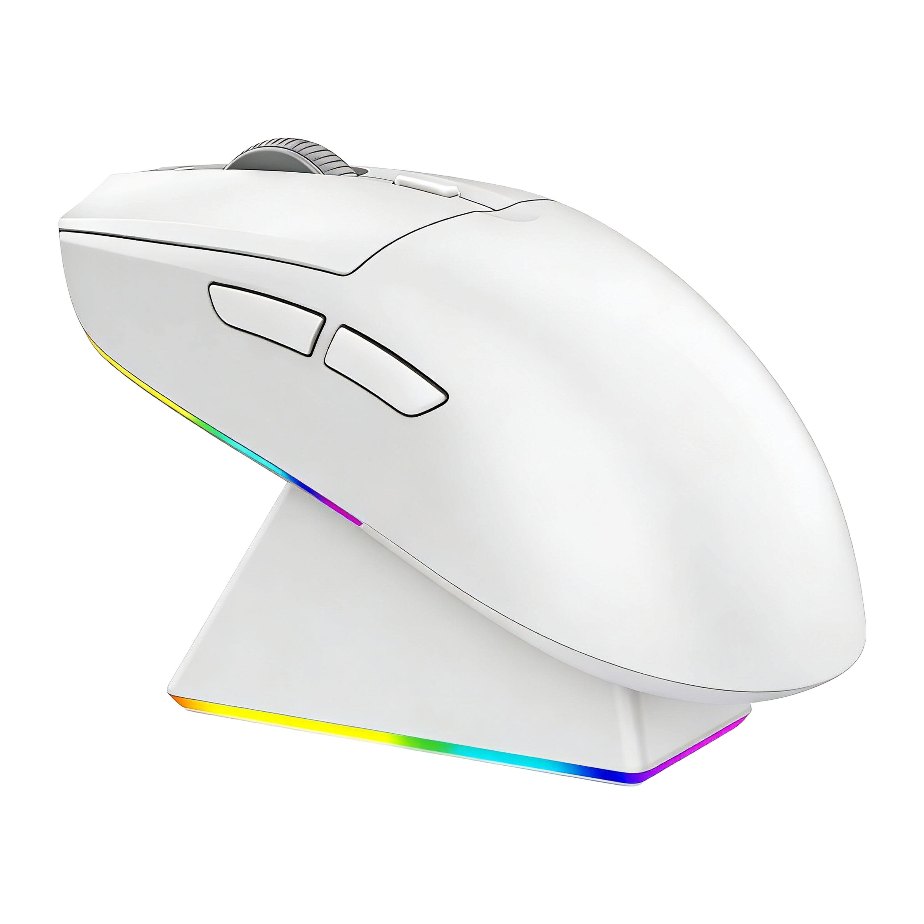 Front. PRIMEPLUS - PAW3311 Gaming Mouse 12000DPI Ergonomic Lightweight 2.4G Wireless/Wired Optical Comfortable Design - White.