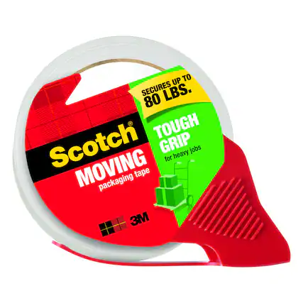 Scotch Moving Packaging Tape
Tough Grip for heavy jobs
Secures up to 80 lbs.
3M