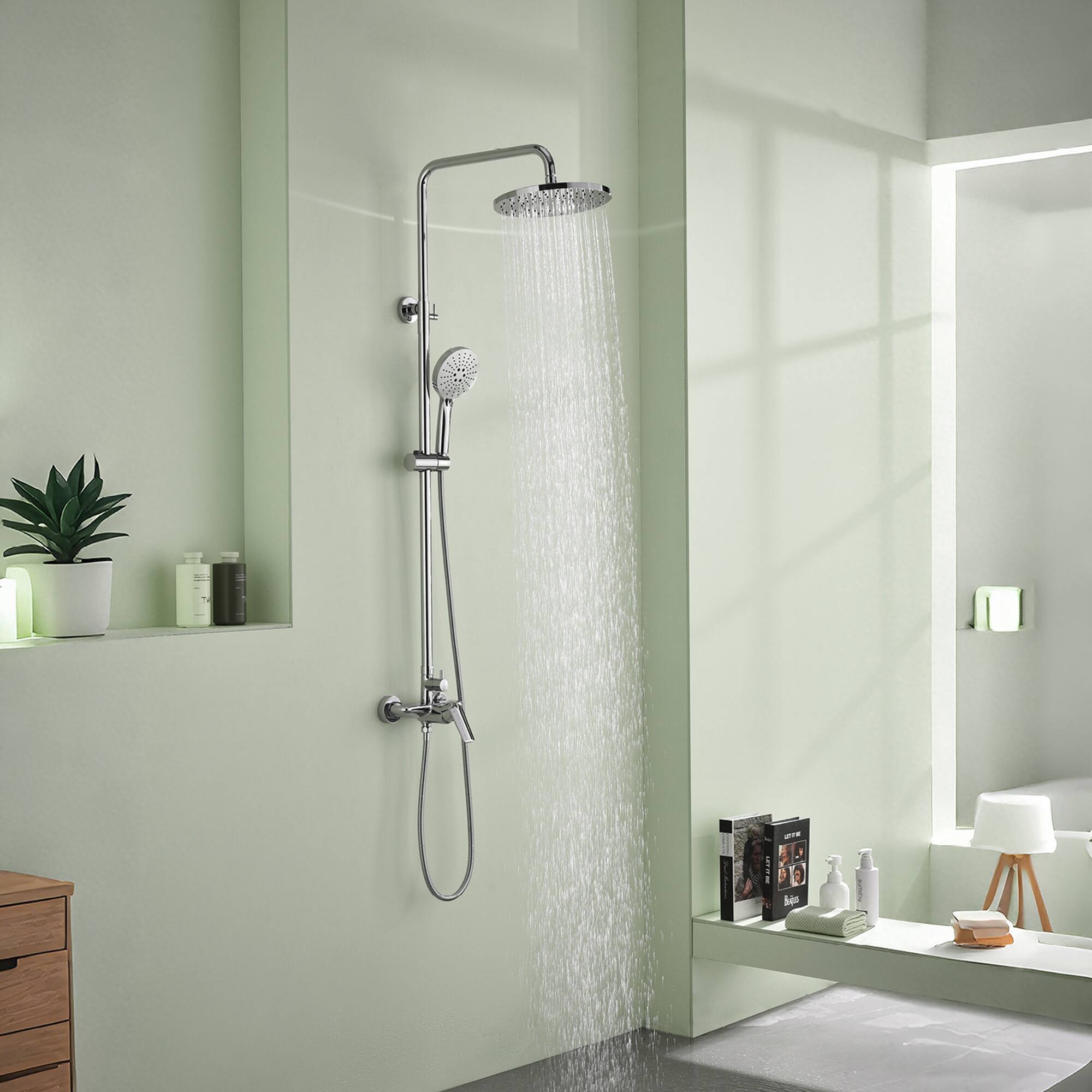 Alt View 3. Boyel Living - Chrome Shower Set Brass SUS304 2-Function 10-Inch ABS Top Spray 3-Function Handheld cUPC - Chrome.