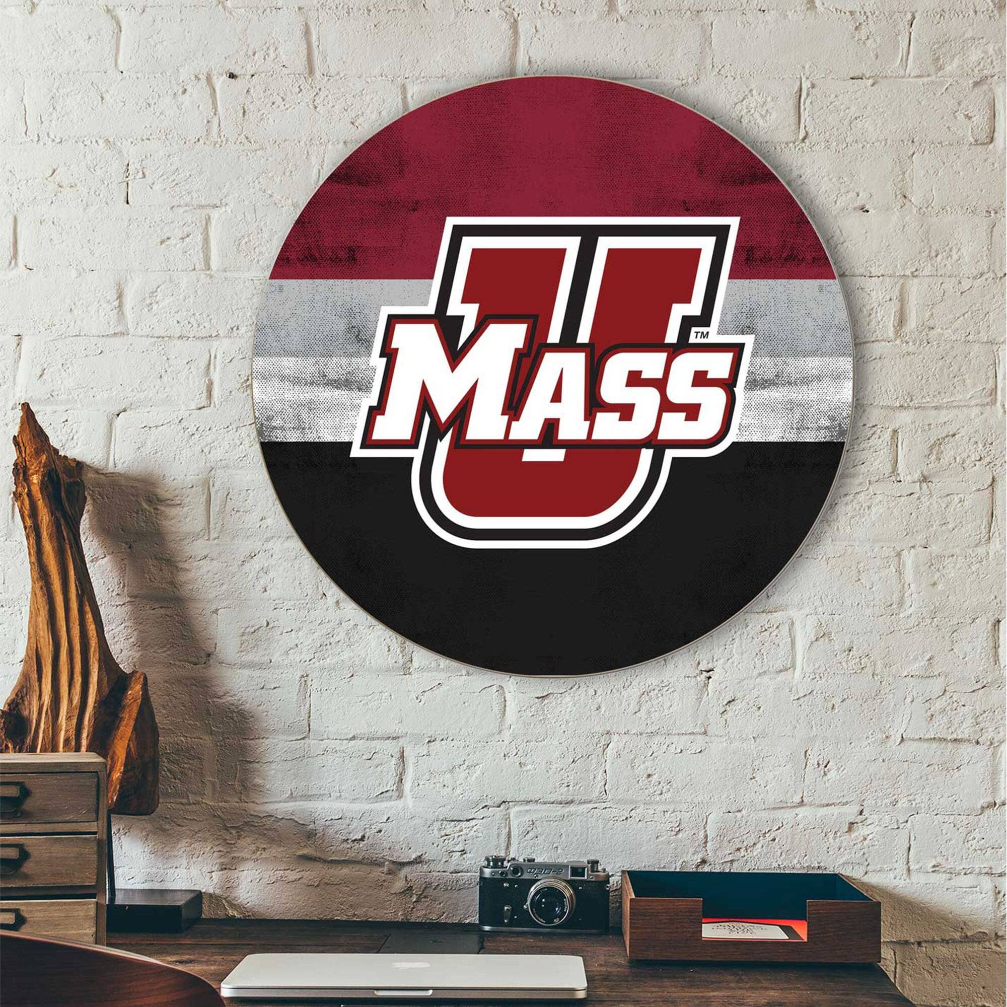 Alt View 1. Jardine - UMass Minutemen 20'' x 20'' Retro Logo Circle Sign - Maroon.