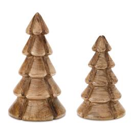 BreeBe - Modern Wood Pine Tree (Set of 2) - Brown