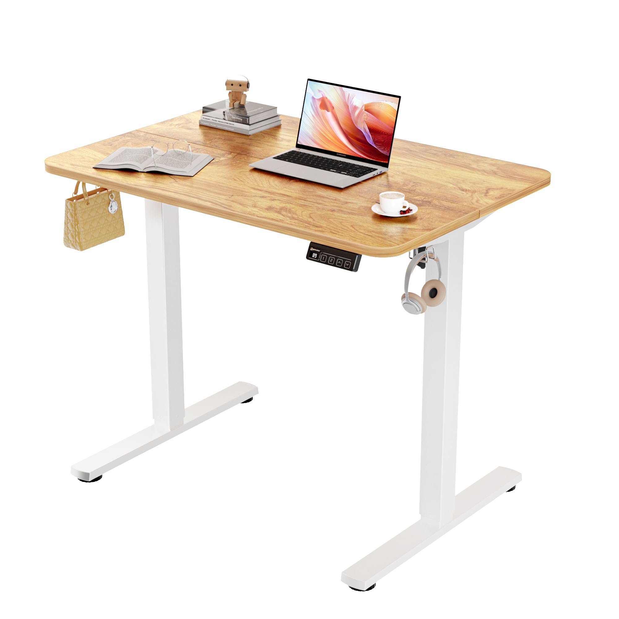 Hirose Alice - ERGOMAKER Electric Standing Desk, Height Adjustable, Sit Stand Up Desk for Home Office & Computer Workstati - Light Rustic Brown 35 inch