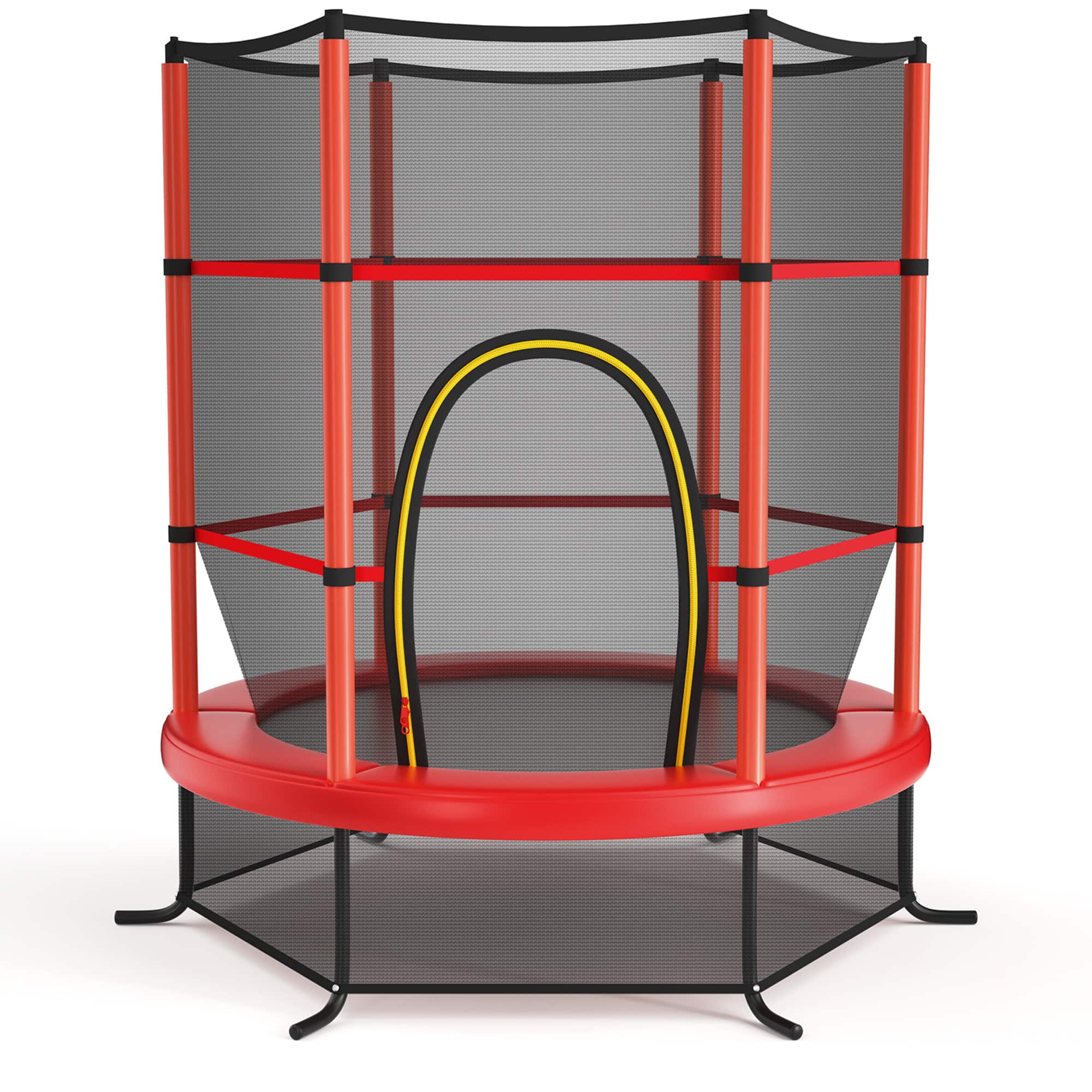 Gymax - 55'' Recreational Trampoline for Kids Trampoline w/ Enclosure Net - Red