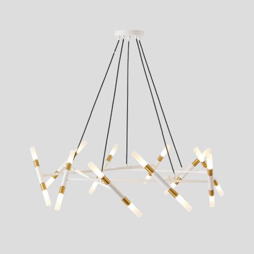 Alt View 3. LUCKY ONE - 41in Hanging Branch Chandelier, 20-Light White Gold Modern Pendant for Dining Room Kitchen Island - White.