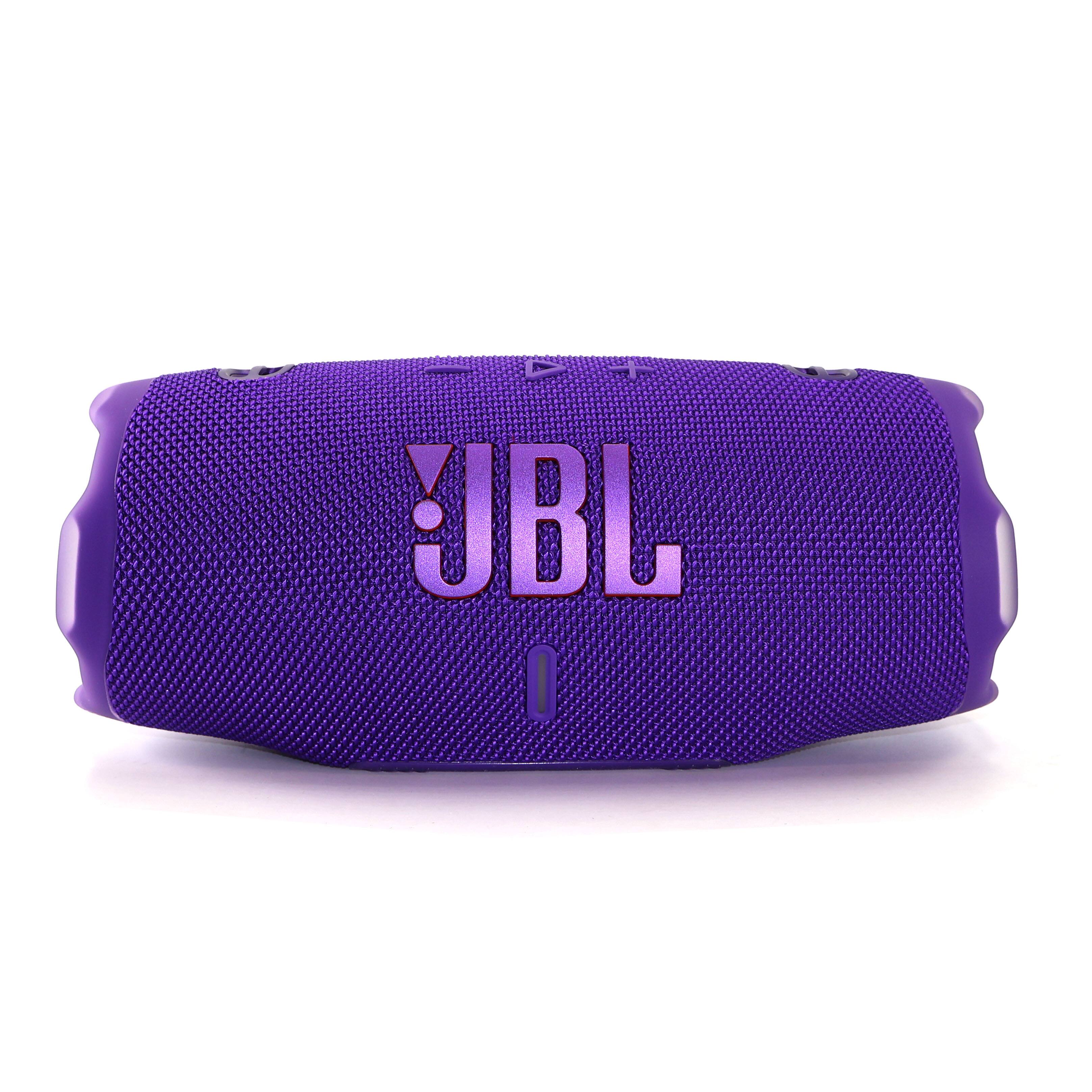 Angle. JBL - 2x JBL Charge 6 Portable Bluetooth Wireless Speaker (Purple) - Purple.