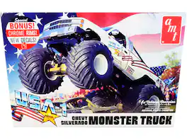 Skill 2 Model Kit Chevrolet Silverado "USA-1" Monster Truck 1/25 Scale Model by AMT - White