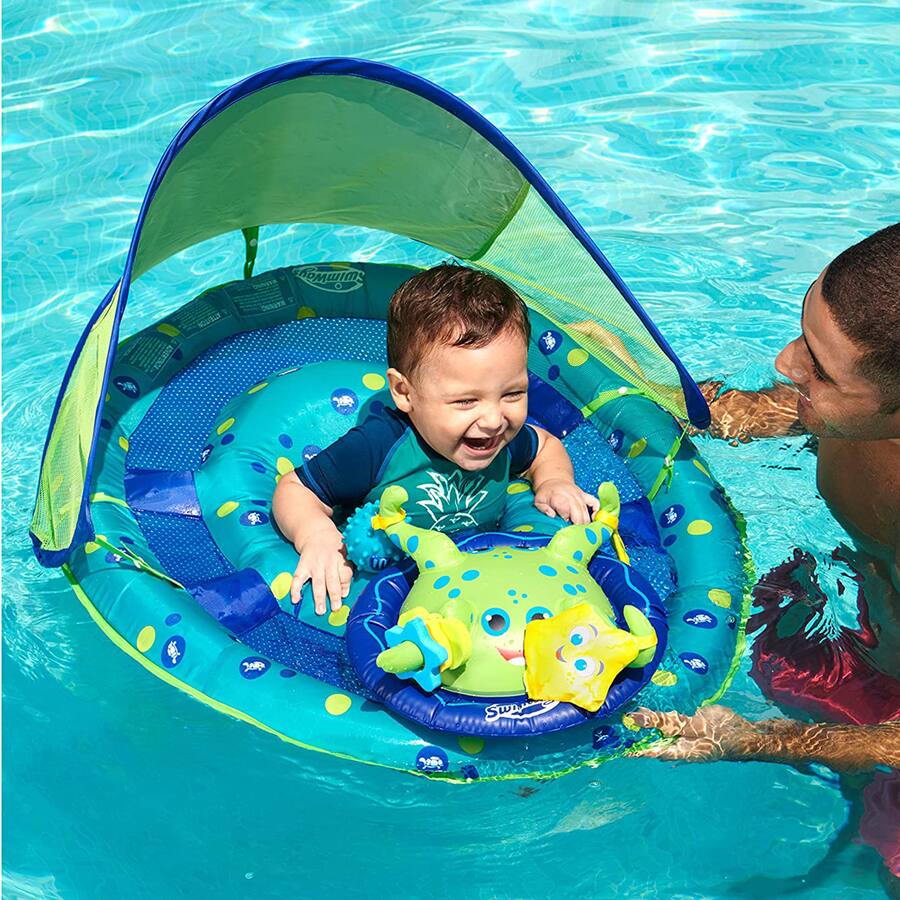 Pool Inflatable Activity SwimWays Inflatable Baby Spring Pool Float Activity Center with Canopy ...