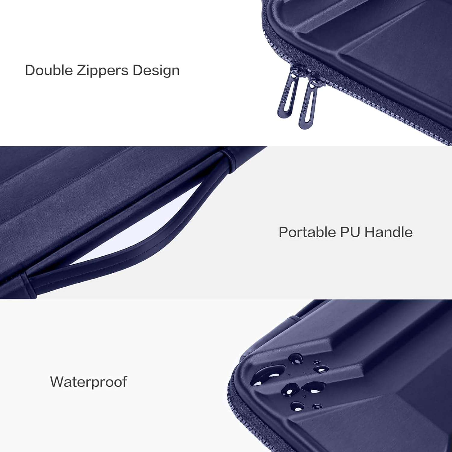 Double Zippers Design  
Portable PU Handle  
Waterproof