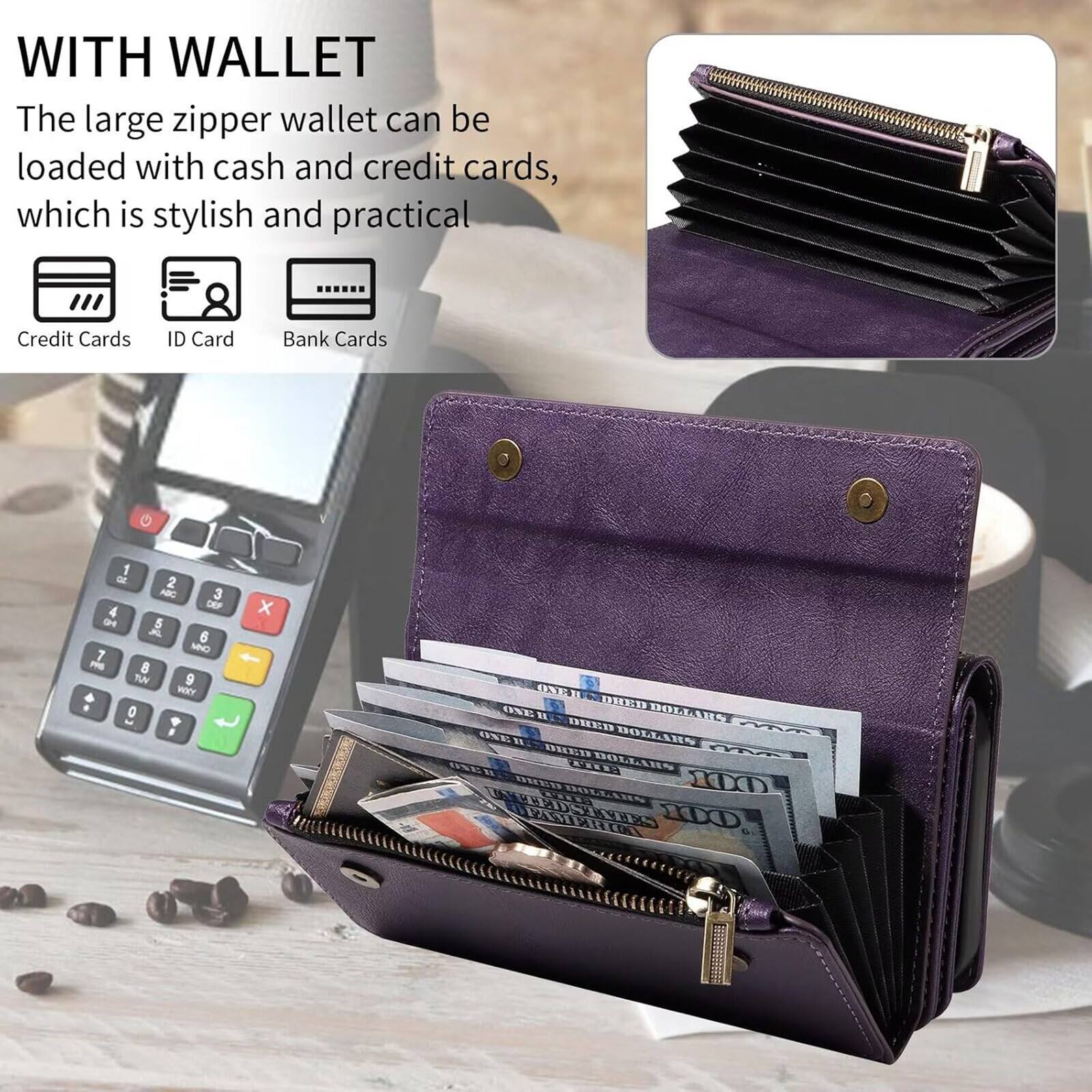 WITH WALLET

The large zipper wallet can be loaded with cash and credit cards, which is stylish and practical

Credit Cards
ID Card
Bank Cards