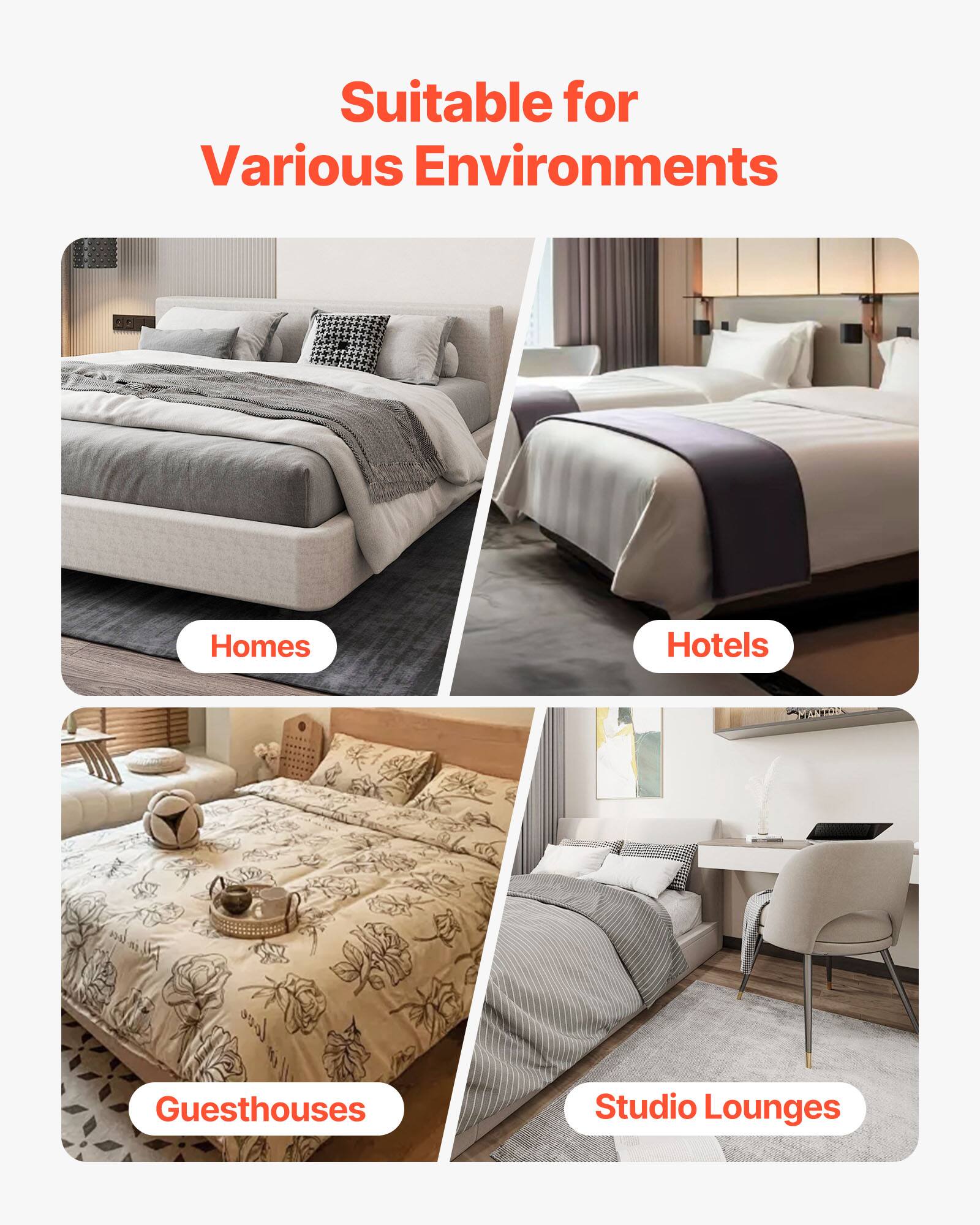 Suitable for Various Environments

- Homes
- Hotels
- Guesthouses
- Studio Lounges