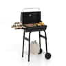Costway - Barrel Charcoal Grill with Foldable Side Table Built-in Thermometer & Storage Shelf - Black
