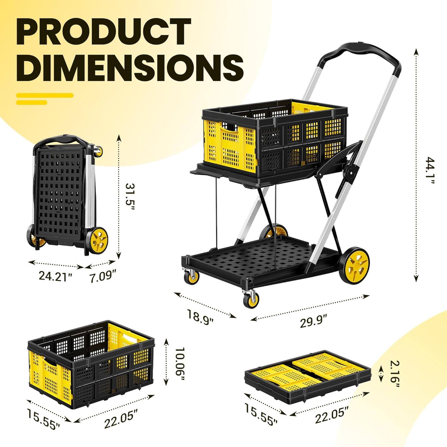 PRODUCT DIMENSIONS
31.5" = 24.21"
7.09" = 15.55"
18.9" = 22.05"
10.06" = 29.9"
22.05" = 15.55"
2.16" = 44.1"