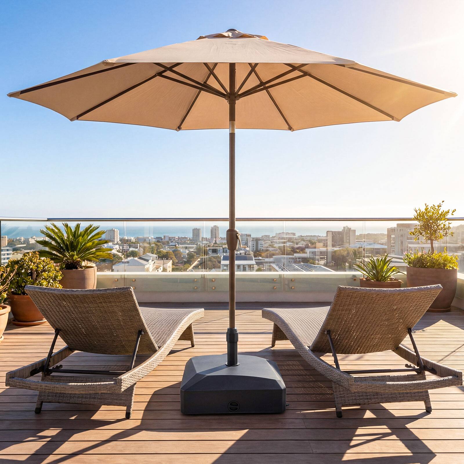 Alt View 4. Costway - Costway 176 LBS Mobile Fillable Patio Umbrella Base with 4 Wheels 2 Locks for 1.4-1.9" Pole - Black.