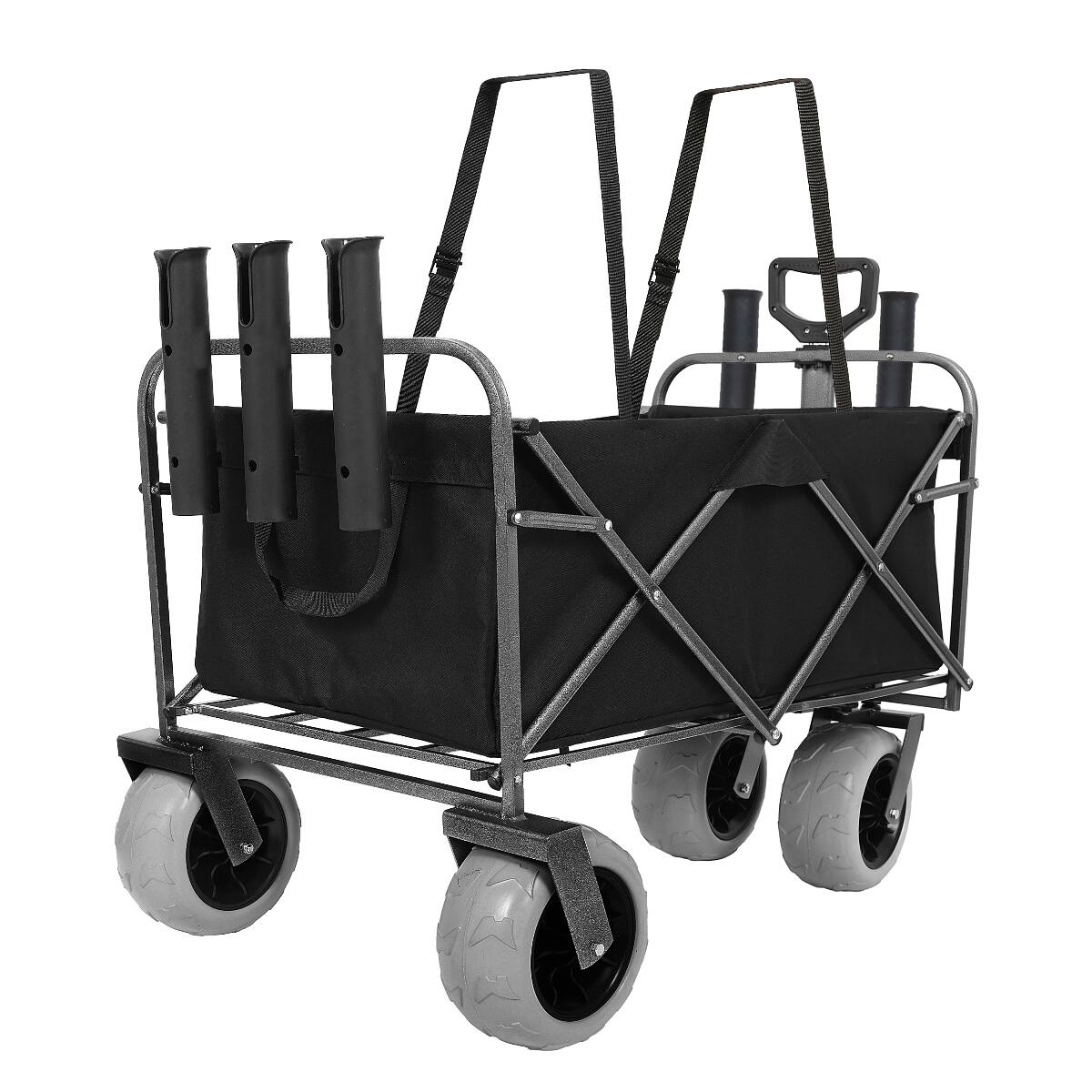 Back. Loheer - Loheer Fishing Cart with Rod Holders, Beach Wagon for Sand, 500 lb Capacity Utility Cart.