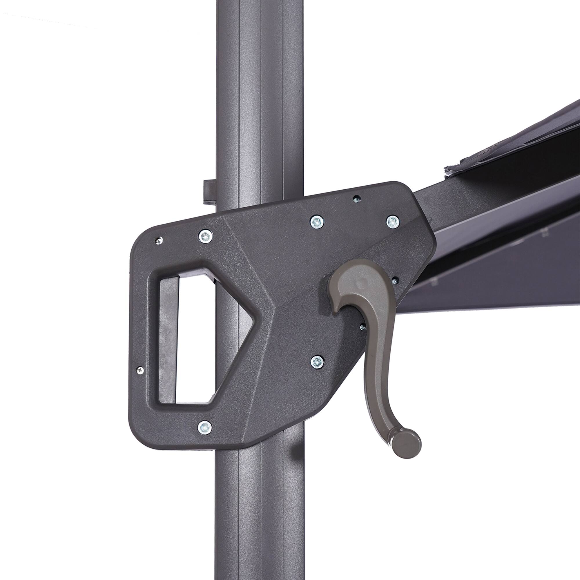 Alt View 5. Vaczon - 8ft Patio Market Umbrella with Solar LED and Base with Crank for Pool Beach Deck Backyard Light - Gray.