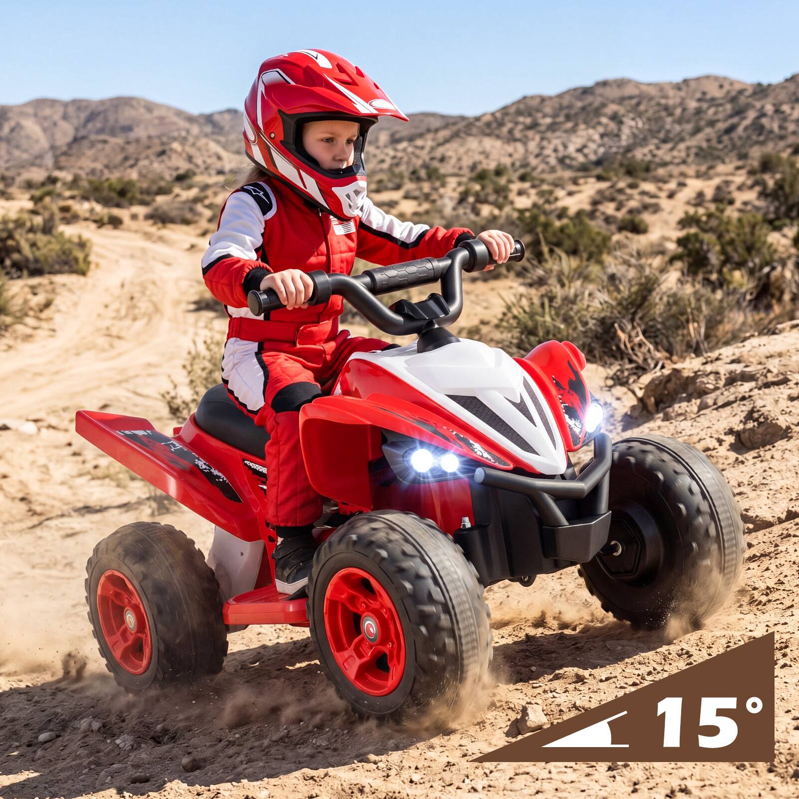 Alt View 1. Costway - Costway 12V Quad 4 Wheeler Ride on Toy with Music, Light, USB Port, Wireless Connection - Red.