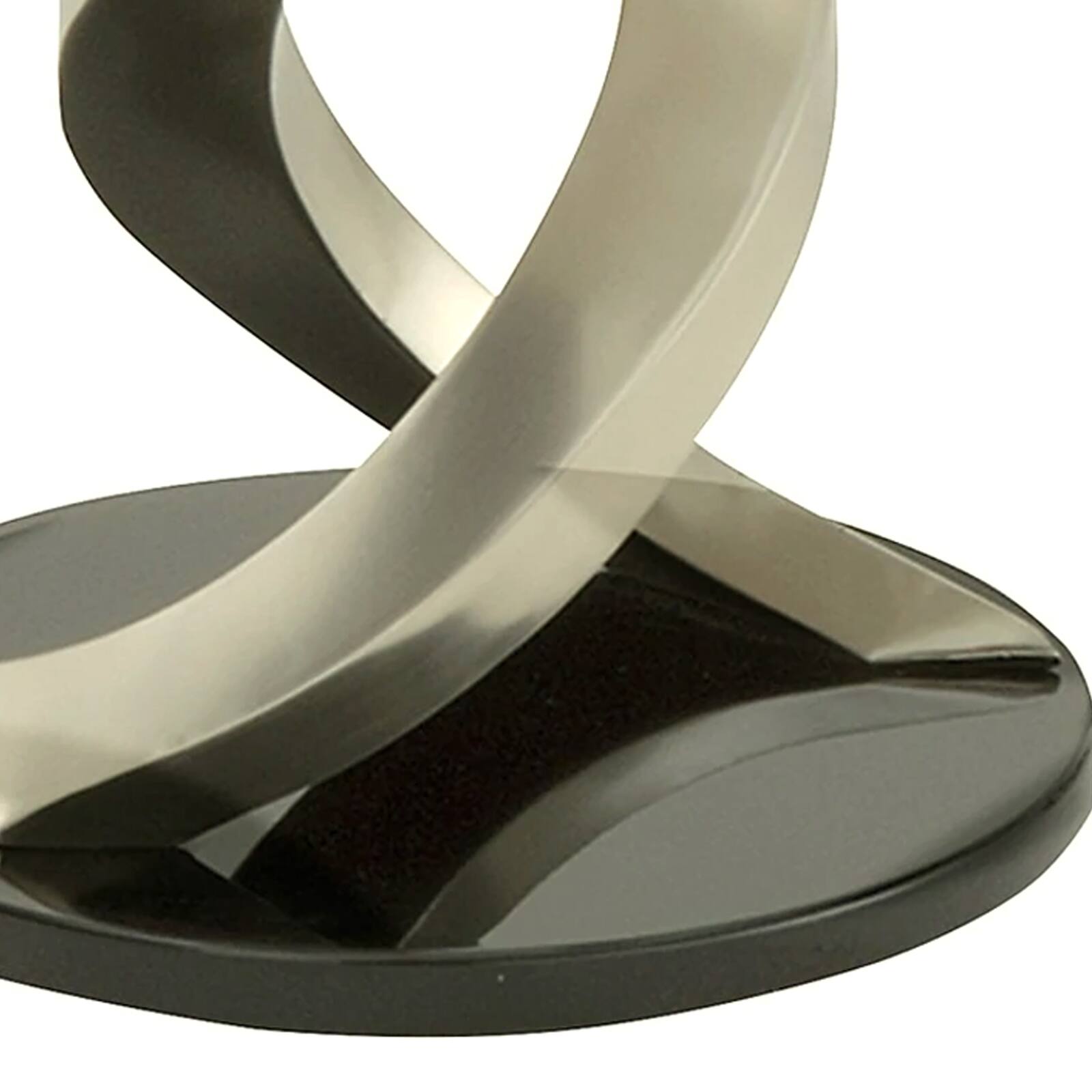 Alt View 3. Manhattan Lane - Modern Round Glass Top End Table with Twisted Metal Base - Silver and Black.