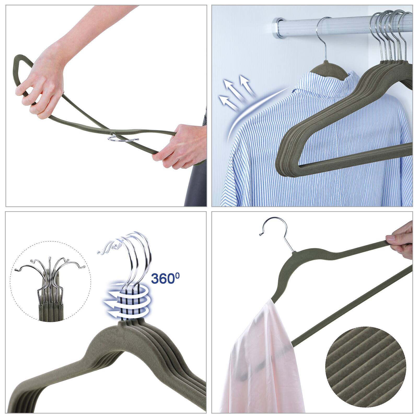 Alt View 1. Songmics Home - Clothes Hangers, Pack of 50 Plastic Coat Hangers, Space-Saving, 0.2 Inches Thick, 17.7 Inches Wide, 360° Swivel Hook - Light Gray and Dark Gray.