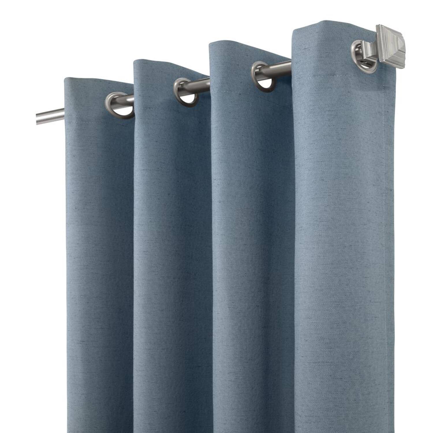 Angle. Commonwealth Home Fashions - Thermaplus Ventura Blackout Grommet Curtain Panel Pair Frame Windows with Slub Textured Motif Each 78" x 84" Blue - Blue.