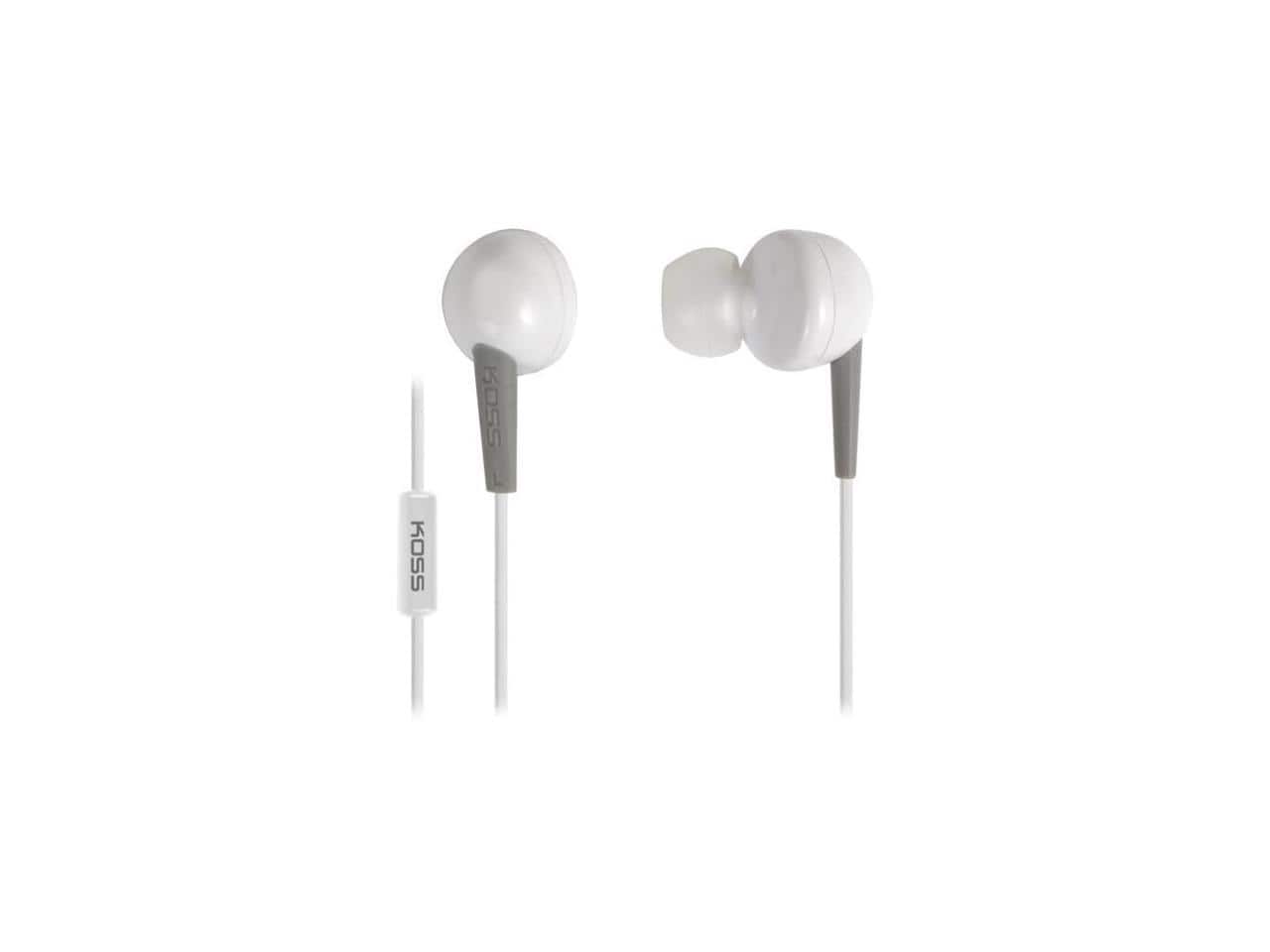 Koss - KEB6IW Wired In-Ear Earbud Headphones with Microphone Enhanced driver w/3cushion - White