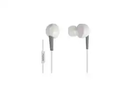 Koss - KEB6IW Wired In-Ear Earbud Headphones with Microphone Enhanced driver w/3cushion - White