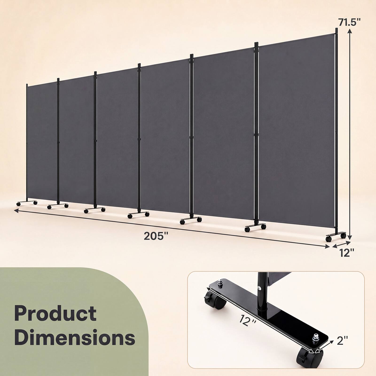71.5"  
205"  
12"  
Product Dimensions  
12"  
2"