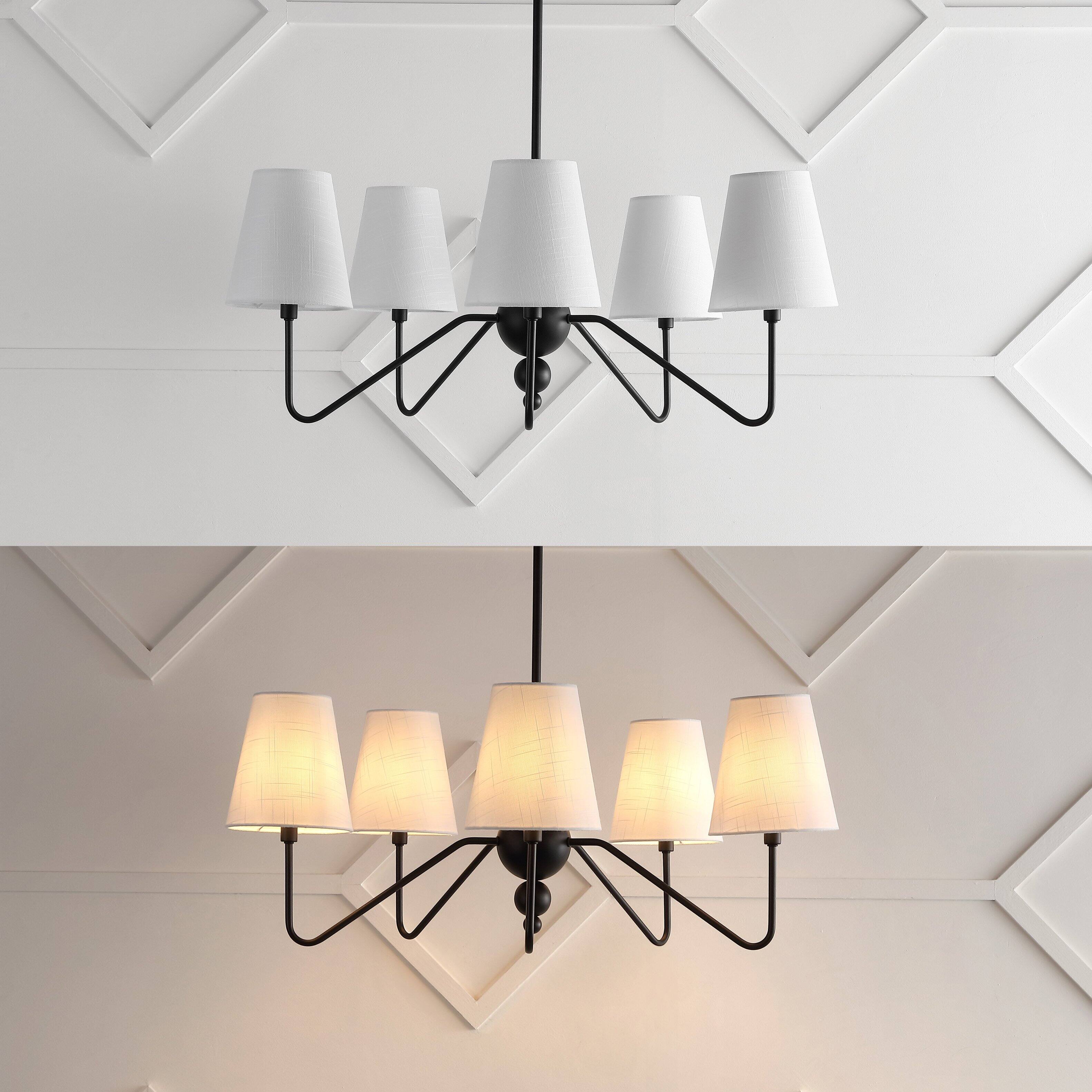 Alt View 4. Jonathan Y - Skylar 32" 5-Light Classic Minimalist Metal Inverted Gourd LED Chandelier, Black - Black.