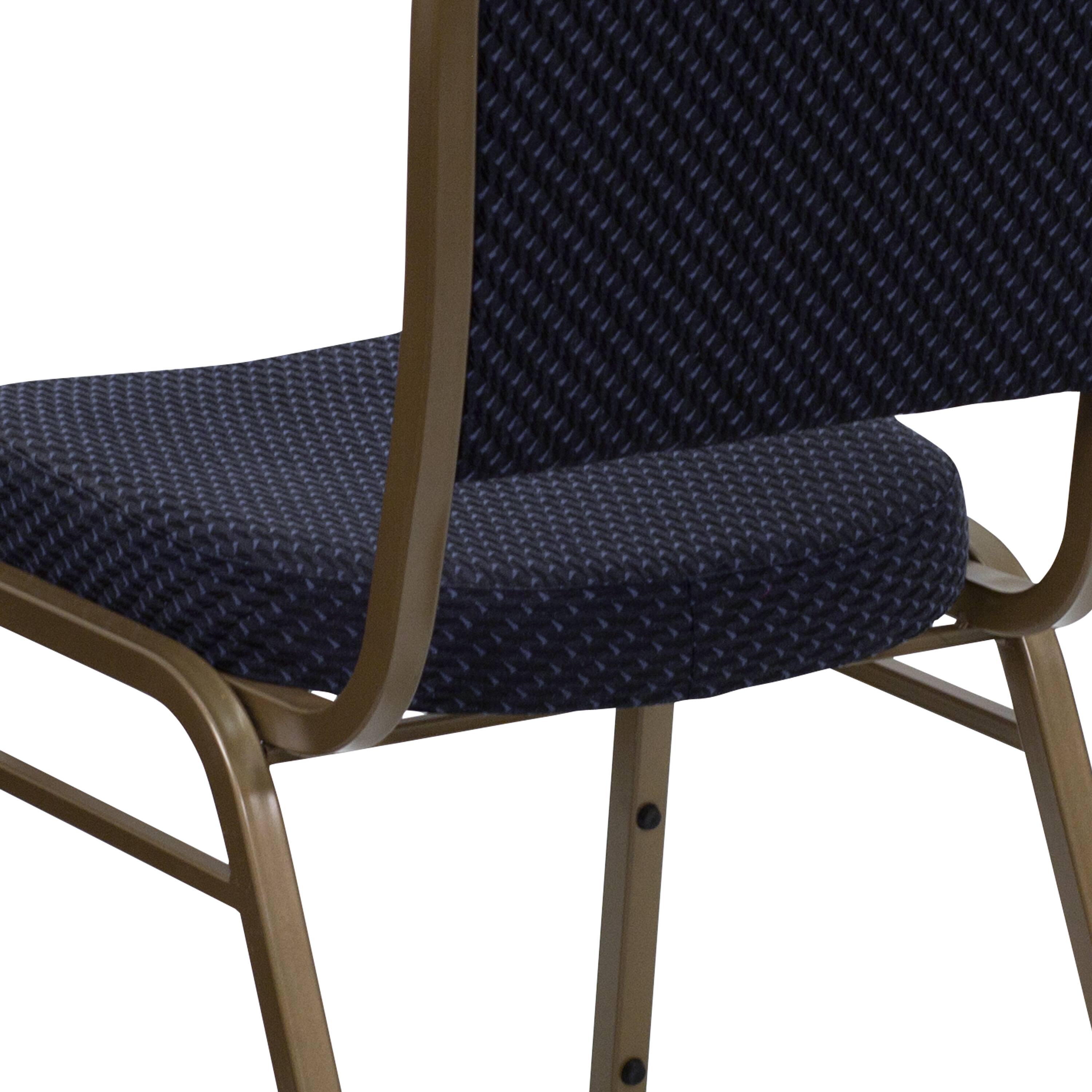 Alt View 9. Emma + Oliver - Dome Back Stacking Banquet Dining Chair - Navy Patterned Fabric/Gold Frame.