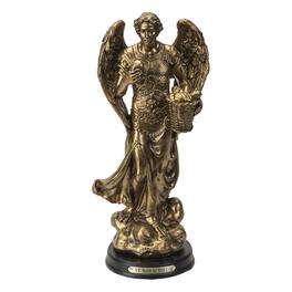 Pacific Trading - St. Barachiel Archangel Blessings from God Figurine 8 Inch Tall Wooden Base with Brass Name Plate - Bronze