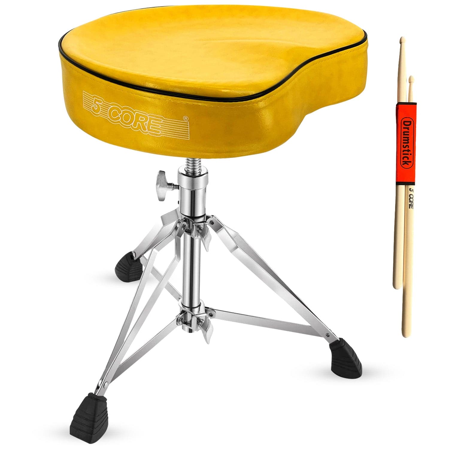 5 CORE - Drum Throne 4" Padded Guitar Stool Drummer Chair Adjustable Musician Seat - Yellow