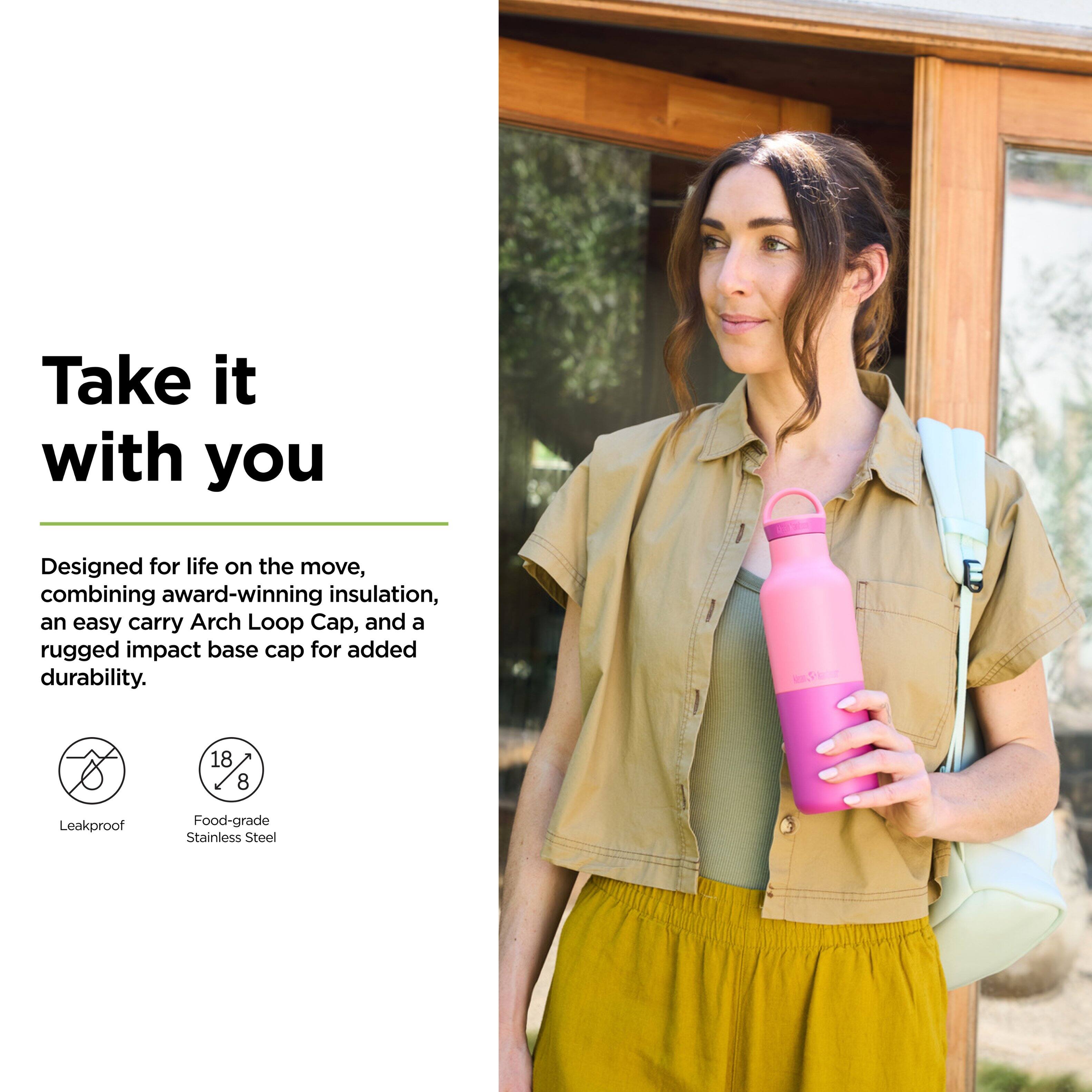 Take it with you

Designed for life on the move, combining award-winning insulation, an easy carry Arch Loop Cap, and a rugged impact base cap for added durability.

- Leakproof
- Food-grade Stainless Steel