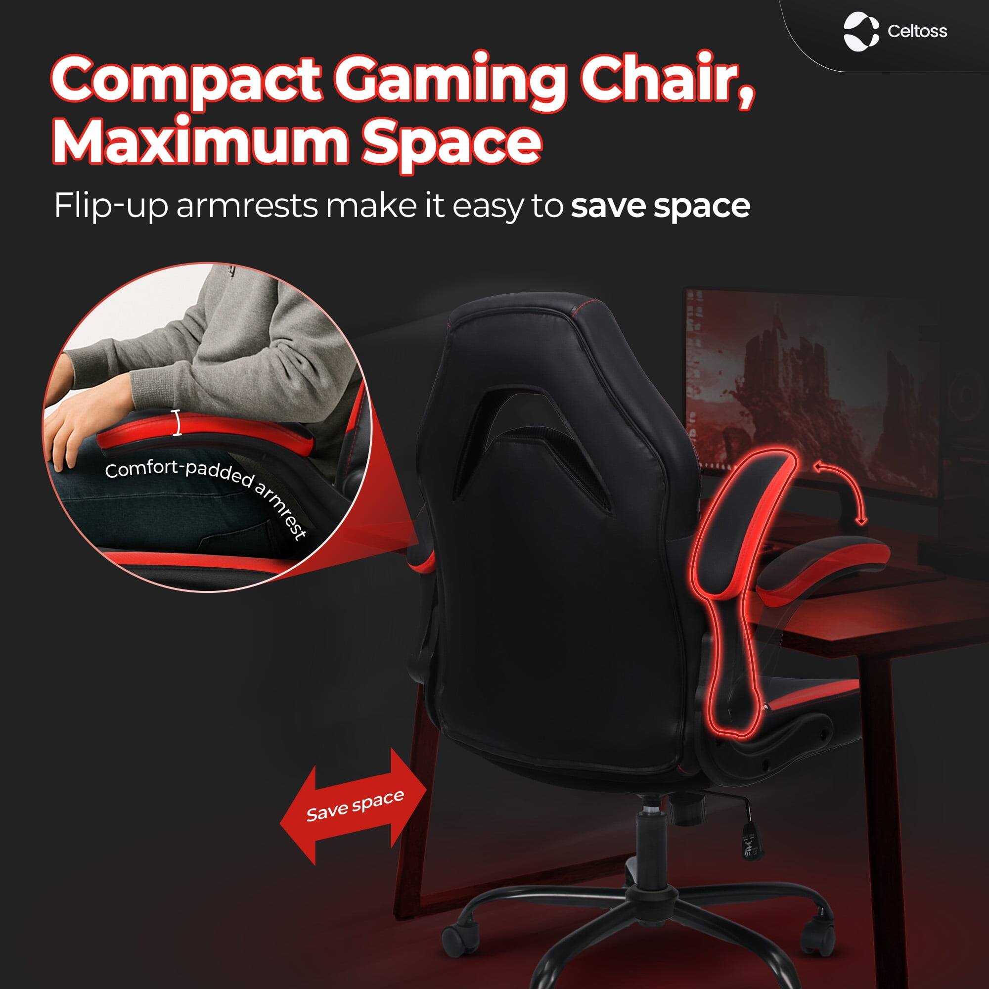 Compact Gaming Chair, Maximum Space

Flip-up armrests make it easy to save space

Comfort-padded armrest

Save space