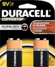 Front. Duracell - 9V Batteries (2-Pack) - Black.