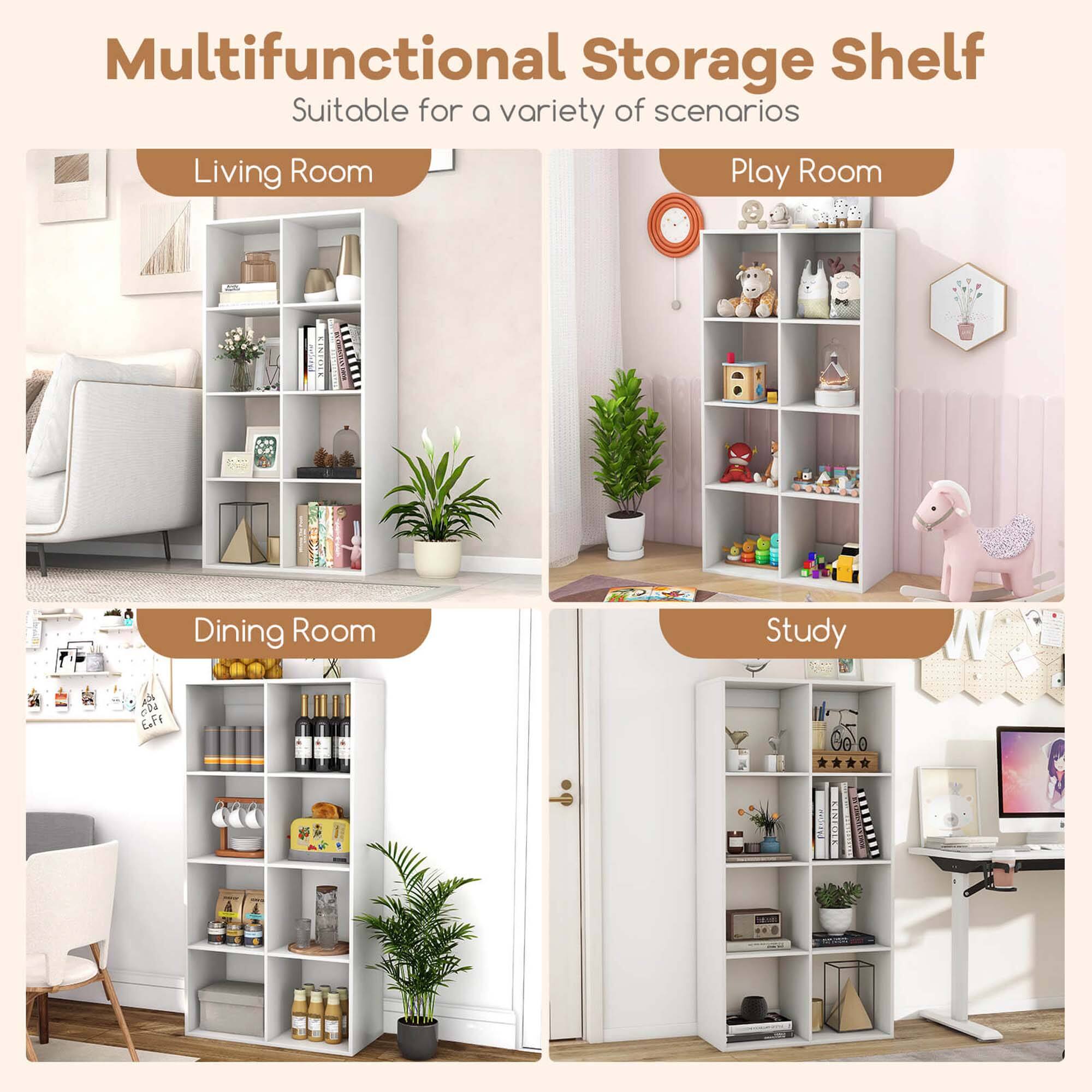 Multifunctional Storage Shelf Suitable for a variety of scenarios: Living Room, Play Room, Dining Room, Study.