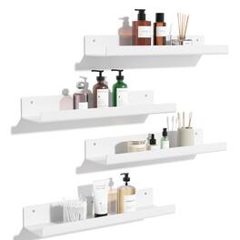 Dazzed Corner - Acrylic Shelves for Bathroom Storage, 15" Floating Shelves Wall Organizer, 4 Pack - White