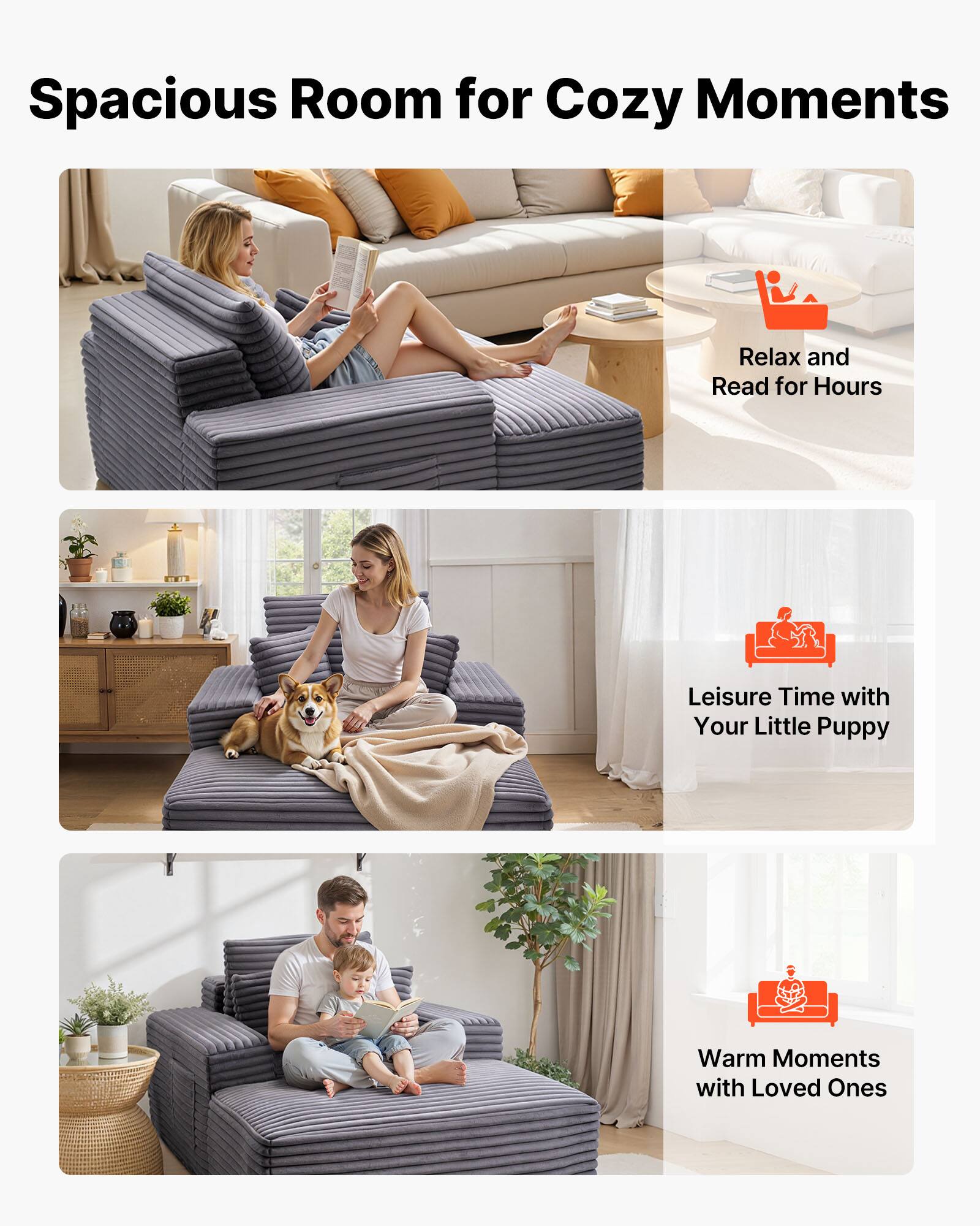 Spacious Room for Cozy Moments

- Relax and Read for Hours
- Leisure Time with Your Little Puppy
- Warm Moments with Loved Ones