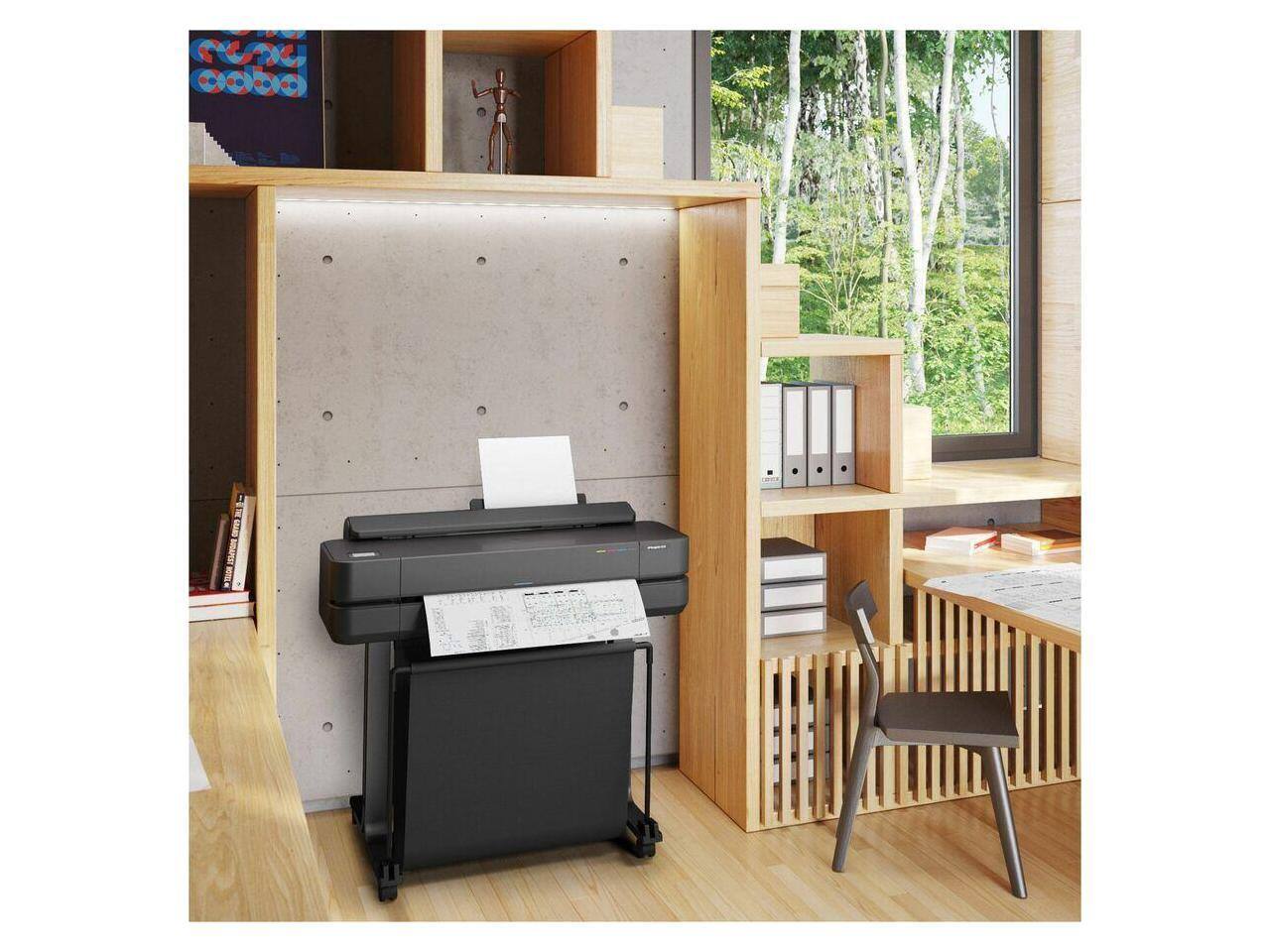 Alt View 2. HP - HP DesignJet T630 Large Format 36-inch Plotter Printer with Auto Sheet Feeder, Media Bin & Stand (5HB11D).