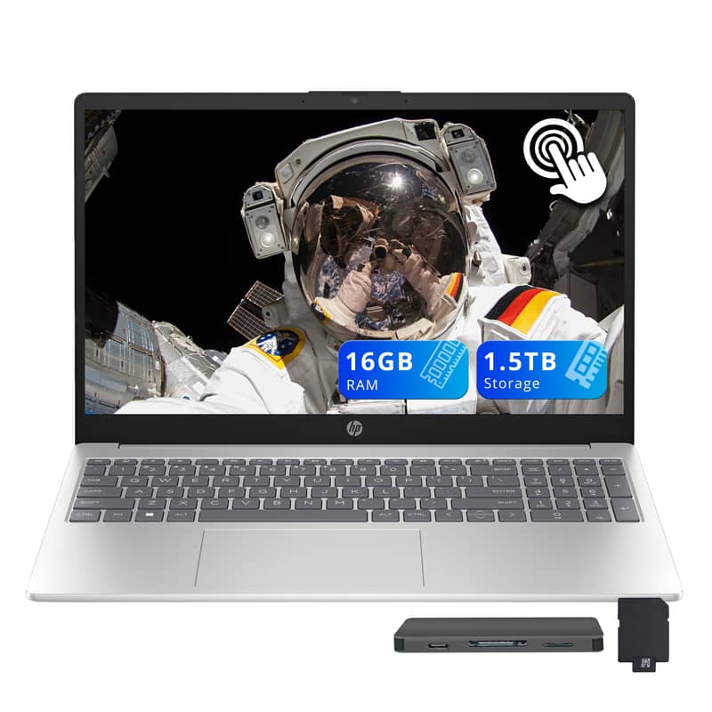 HP - 15.6" FHD Touchcreen Laptop,Intel Ultra 5 125H,16GB DDR5,512GB SSD+1TB Dock Station,Intel Arc Graphics,Win 11 - Silver