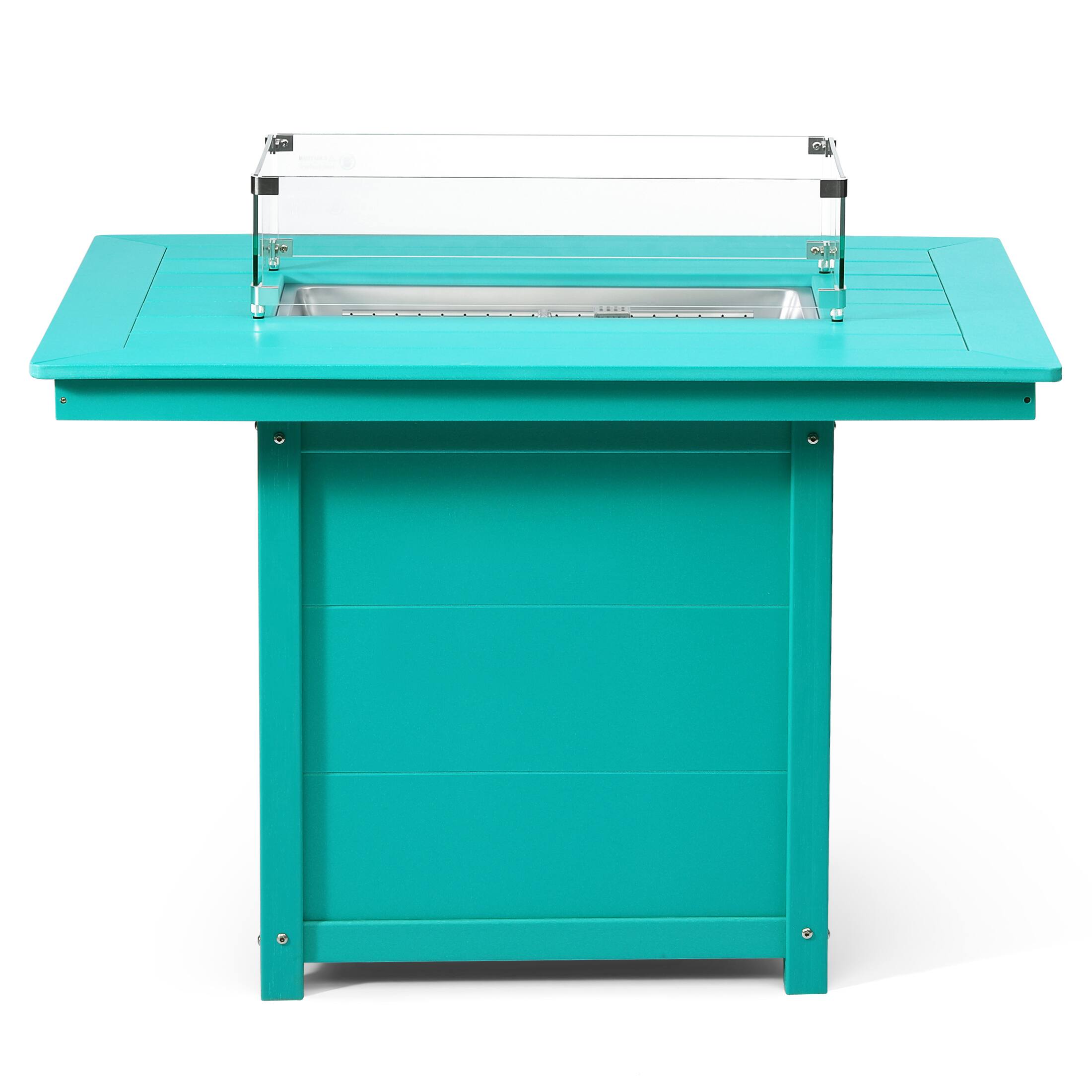 Back. WestinTrends - WestinTrends Helios 46" Modern Outdoor Patio Gas Propane Rectangular Fire Pit Table - Turquoise.