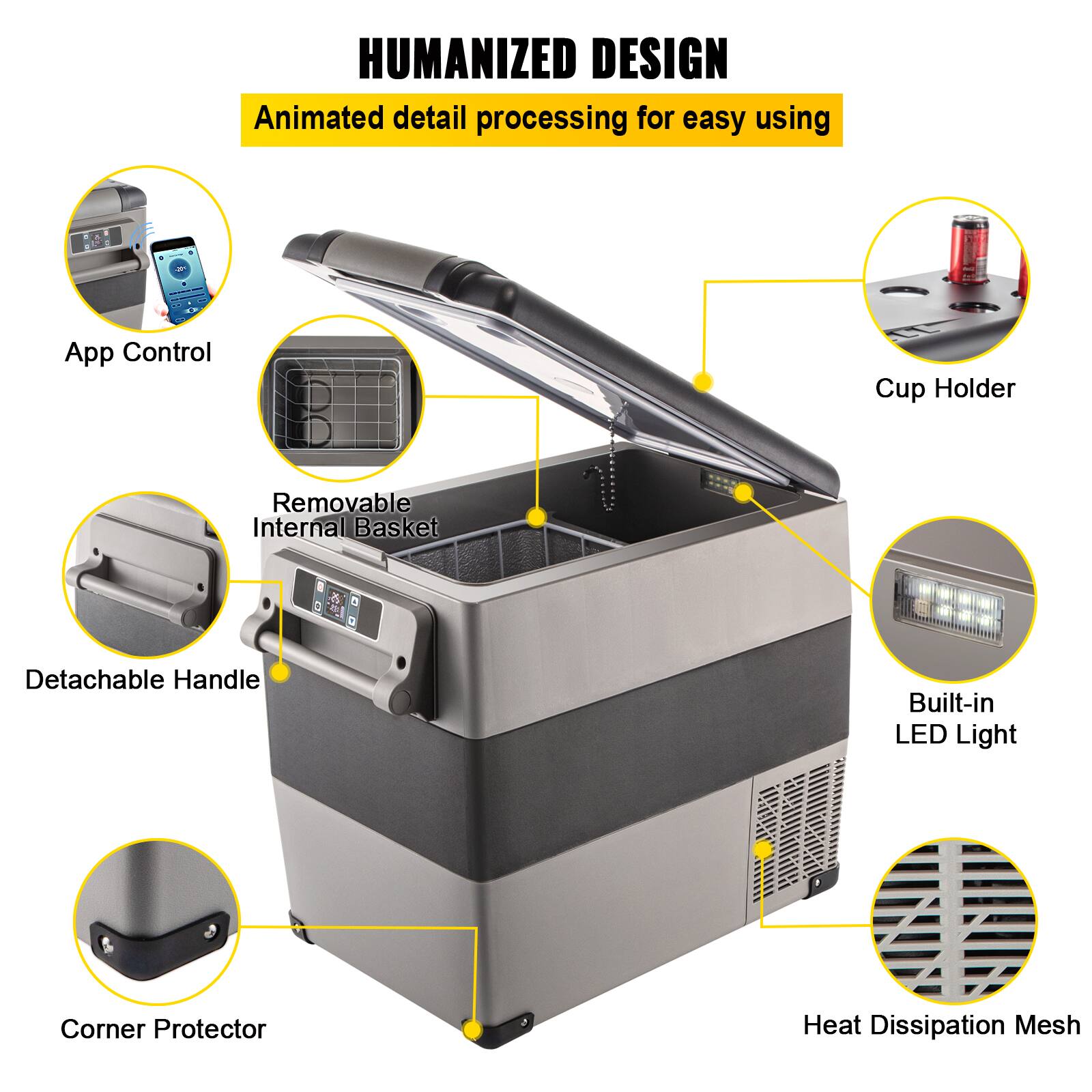 HUMANIZED DESIGN
Animated detail processing for easy using

- App Control
- Cup Holder
- Removable Internal Basket
- Detachable Handle
- Built-in LED Light
- Corner Protector
- Heat Dissipation Mesh